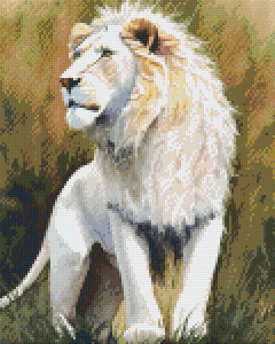 Proud White Lion Nine [9] Baseplates PixelHobby Mini-mosaic Art Kit
